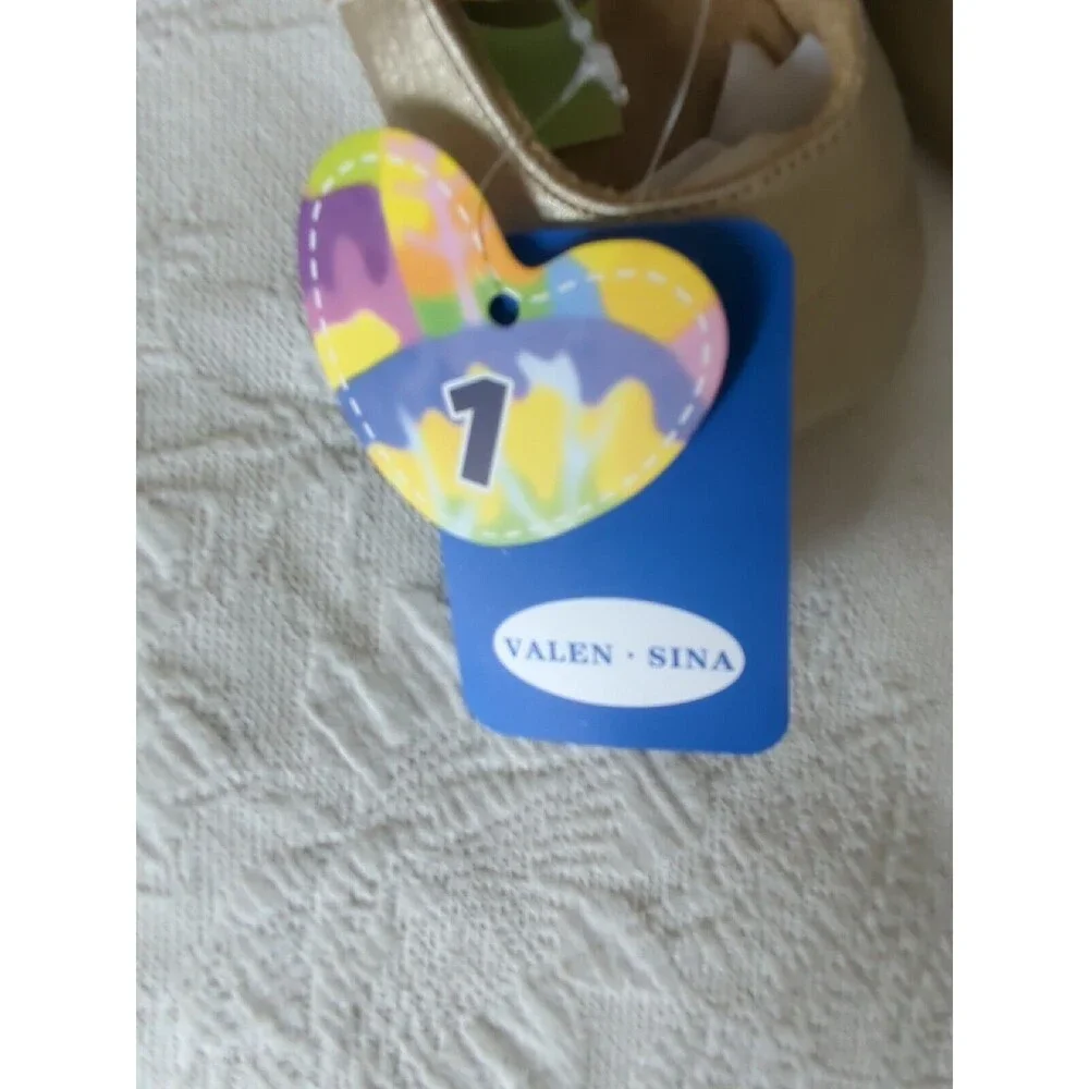 Valen Sina Baby Toddler Girl Shoes Glittery Gold Size 1 NEW